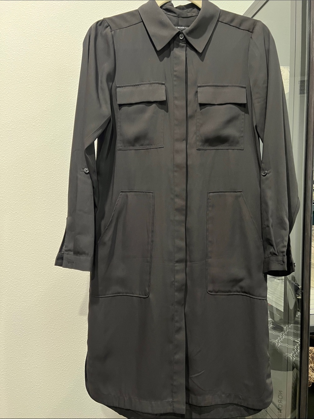 White House Black Market Black Long Shirt Coat